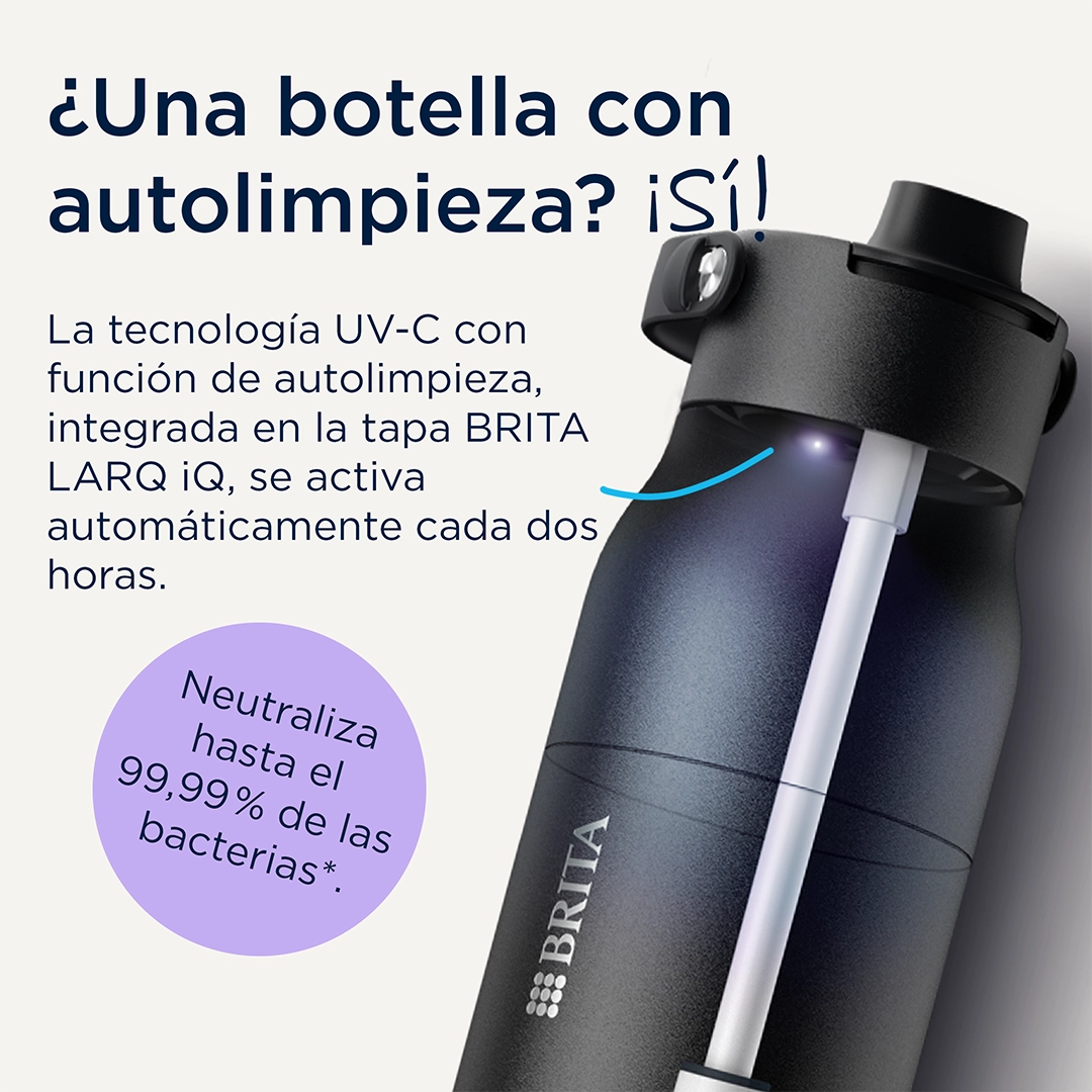 Graphic of the UV-C self-cleaning feature of the BRITA LARQ water filter bottle