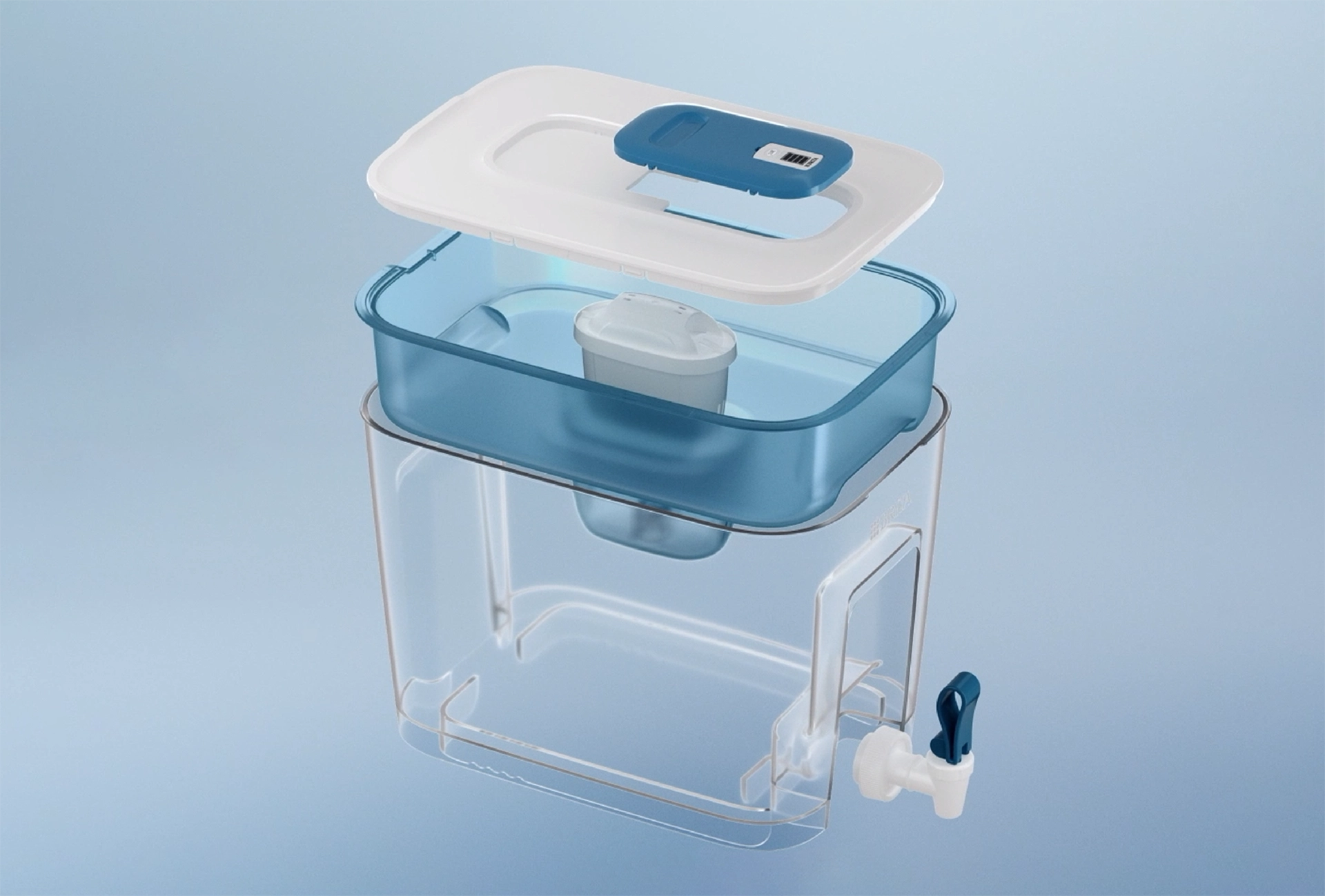 BRITA Flow with MAXTRA PRO cartridge showing the individual product components.