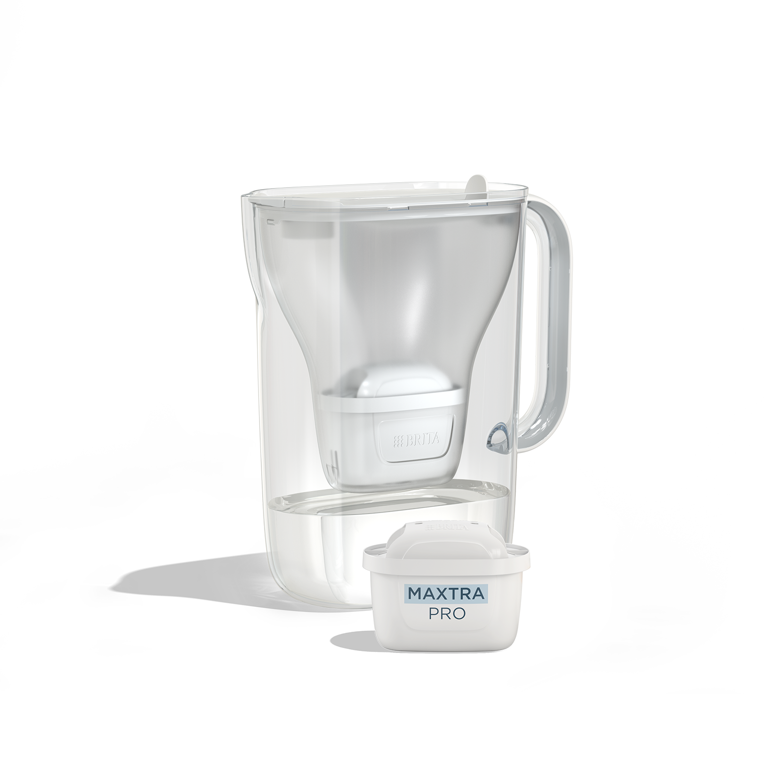 BRITA Style Essential in white with a MAXTRA PRO filter cartridge.