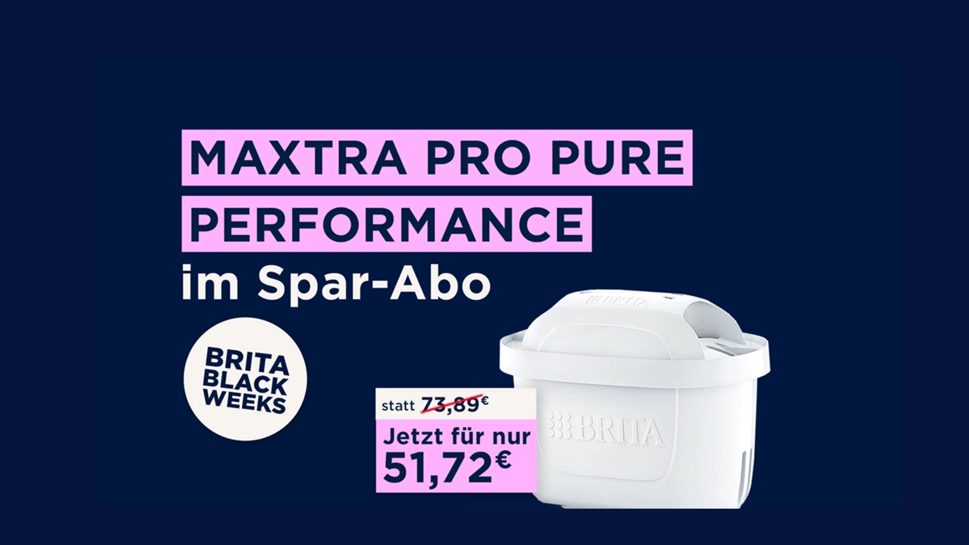 A single MAXTRA PRO water filter cartridge with text on a blue background.