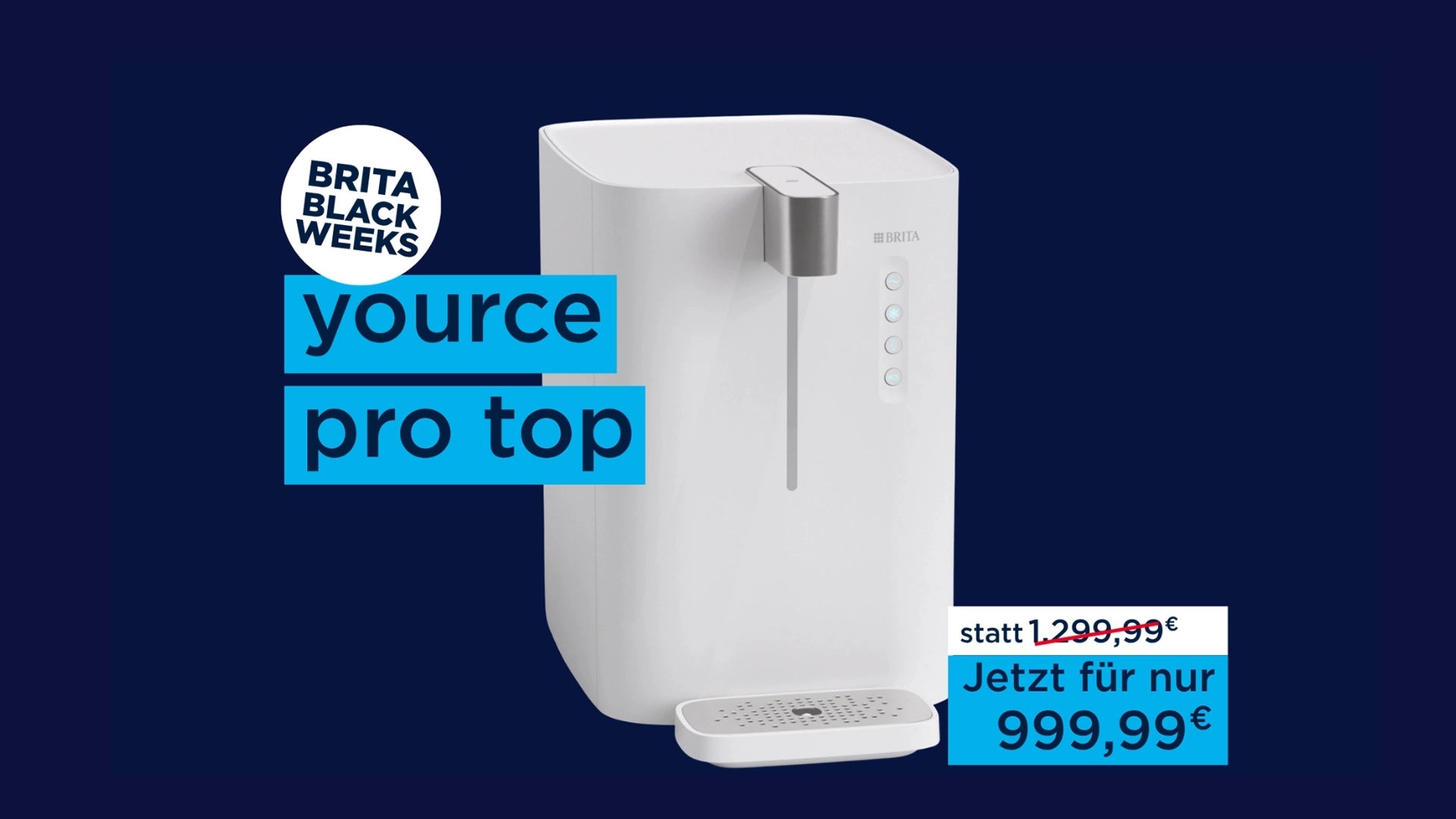 White YOURCE pro top device with text on a blue background.